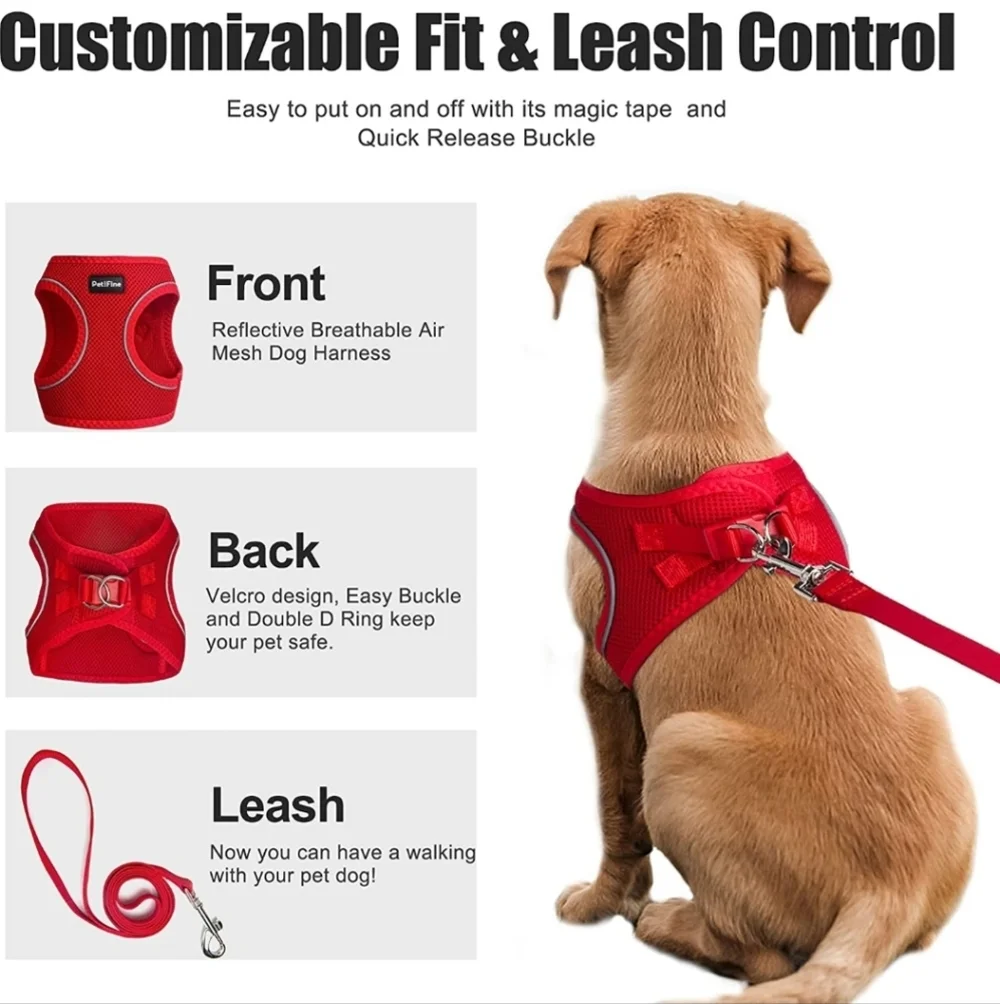 Petifine Step in Red Soft Dog Harness Size Small